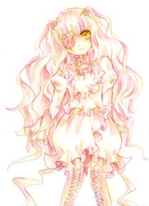 Rating: Safe Score: 0 Tags: 1girl boots cross-laced_footwear dress flower frills gradient_hair hair_flower hair_ornament image kirakishou long_hair pink_hair rose solo traditional_media two_side_up very_long_hair wavy_hair yellow_eyes User: admin