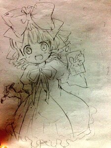 Rating: Safe Score: 0 Tags: 1girl blush bow cirno dress hair_bow hinaichigo ice ice_wings image looking_at_viewer monochrome open_mouth puffy_sleeves short_hair smile solo traditional_media wings User: admin