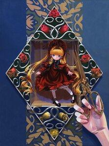 Rating: Safe Score: 0 Tags: 1girl blonde_hair blue_eyes bonnet bow doll_joints dress flower image jewelry long_hair looking_at_viewer mary_janes red_dress red_flower red_rose ring rose shinku shoes solo white_legwear User: admin