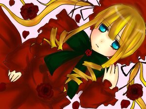 Rating: Safe Score: 0 Tags: 1girl blonde_hair blue_eyes bow dress drill_hair flower image long_hair long_sleeves looking_at_viewer petals red_dress red_flower red_rose rose rose_petals shinku sidelocks solo twin_drills User: admin