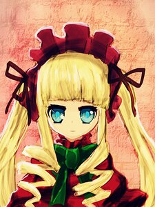 Rating: Safe Score: 0 Tags: 1girl bangs blonde_hair blue_eyes bow bowtie dress image long_hair long_sleeves looking_at_viewer shinku sidelocks solo twintails upper_body User: admin