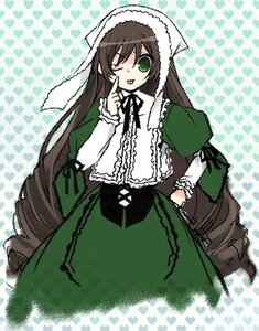Rating: Safe Score: 0 Tags: 1girl akanbe brown_hair corset dress drill_hair frills green_dress green_eyes hand_on_hip hat head_scarf heart image index_finger_raised lolita_fashion long_hair long_sleeves looking_at_viewer one_eye_closed rozen_maiden solo suiseiseki tongue tongue_out twin_drills twintails very_long_hair wvwv User: admin