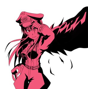 Rating: Safe Score: 0 Tags: 1girl belt breasts cowboy_shot hat image jacket long_hair long_sleeves looking_at_viewer military military_uniform monochrome one_eye_closed peaked_cap smile solo suigintou uniform wings User: admin
