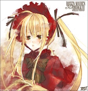 Rating: Safe Score: 0 Tags: 1girl artist_name blonde_hair blush bow bowtie dress green_eyes hair_ribbon image long_hair long_sleeves looking_at_viewer marker_(medium) ribbon shinku signature solo upper_body User: admin