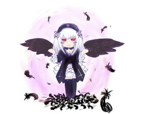 Rating: Safe Score: 0 Tags: 1girl bangs bird black_feathers black_wings crow dress feathered_wings feathers frills hairband image long_hair long_sleeves looking_at_viewer red_eyes silver_hair smile solo suigintou very_long_hair wings User: admin