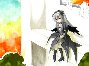 Rating: Safe Score: 0 Tags: 1girl black_dress black_wings dress flower hairband image long_hair long_sleeves red_eyes rose silver_hair solo suigintou wings User: admin