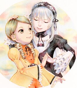 Rating: Safe Score: 0 Tags: 2girls blonde_hair bow closed_eyes dress drill_hair frills hairband hand_on_another's_head image kanaria long_hair long_sleeves multiple_girls pair rose silver_hair smile suigintou traditional_media User: admin
