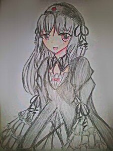 Rating: Safe Score: 0 Tags: 1girl :d choker dress gloves image juliet_sleeves long_hair long_sleeves looking_at_viewer open_mouth pink_eyes puffy_sleeves smile solo suigintou v_arms User: admin