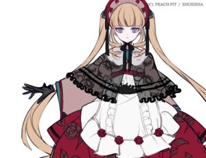 Rating: Safe Score: 0 Tags: 1girl black_gloves blonde_hair blue_eyes bonnet dress flower gloves gothic_lolita image lolita_fashion long_hair looking_at_viewer red_flower red_rose rose shinku solo twintails very_long_hair white_background User: admin