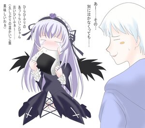 Rating: Safe Score: 0 Tags: 1girl black_ribbon black_wings blush dress feathered_wings flower hairband image long_hair long_sleeves ribbon rose silver_hair solo striped suigintou wings User: admin
