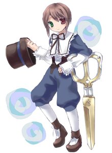 Rating: Safe Score: 0 Tags: 1girl brown_hair frills full_body green_eyes hamamo hat hat_removed headwear_removed heterochromia holding image long_sleeves looking_at_viewer pants pantyhose red_eyes rozen_maiden smile solo souseiseki standing top_hat white_legwear User: admin