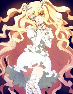 Rating: Safe Score: 0 Tags: 1girl auto_tagged blonde_hair boots cross-laced_footwear dress eyepatch flower frills hair_flower hair_ornament image kirakishou long_hair rose solo thigh_boots thighhighs thorns very_long_hair wavy_hair white_flower white_rose yellow_eyes User: admin