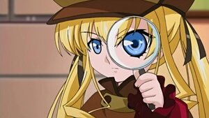 Rating: Safe Score: 0 Tags: 1girl black_ribbon blonde_hair blue_eyes hair_ribbon hat image index_finger_raised long_hair long_sleeves looking_at_viewer ribbon shinku solo twintails upper_body User: admin