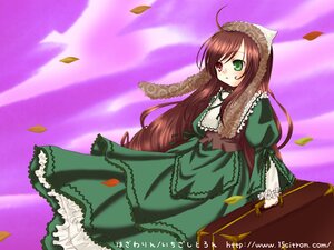 Rating: Safe Score: 0 Tags: 15citron 1girl ahoge blush brown_hair cowboy_shot dress floating_hair frilled_shirt_collar frills green_dress green_eyes head_scarf heterochromia holding image long_hair long_sleeves looking_at_viewer petals red_eyes rozen_maiden solo standing suiseiseki suitcase twintails very_long_hair wind User: admin