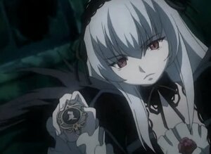 Rating: Safe Score: 0 Tags: 1girl closed_mouth dress frown hairband image long_hair long_sleeves looking_at_viewer red_eyes ribbon rose silver_hair solo suigintou User: admin