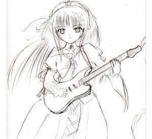 Rating: Safe Score: 0 Tags: 1girl bangs bass_guitar bow bow_(instrument) dress electric_guitar guitar holding_instrument image instrument long_hair long_sleeves looking_at_viewer lute_(instrument) monochrome music playing_instrument plectrum sketch smile solo suigintou violin User: admin