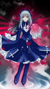 Rating: Safe Score: 0 Tags: 1girl dress frills full_body hairband image long_hair long_sleeves looking_at_viewer red_eyes silver_hair solo standing suigintou very_long_hair wings User: admin