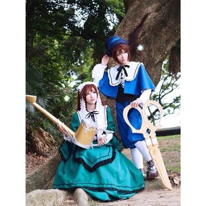 Rating: Safe Score: 0 Tags: blue_dress brown_hair dress hat long_sleeves multiple_cosplay outdoors siblings sitting souseiseki tagme tree twins User: admin