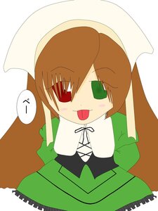 Rating: Safe Score: 0 Tags: 1girl blush_stickers brown_hair dress green_dress green_eyes head_scarf image long_hair long_sleeves solo striped suiseiseki tongue tongue_out User: admin
