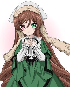 Rating: Safe Score: 3 Tags: 1girl blush brown_hair collar commentary_request dress frills green_dress green_eyes head_scarf heterochromia image long_hair long_sleeves looking_at_viewer own_hands_together red_eyes rozen_maiden simple_background solo suiseiseki takumi_(rozen_garten) upper_body very_long_hair white_background wide_sleeves User: admin