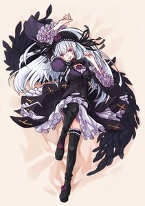 Rating: Safe Score: 0 Tags: 1girl black_legwear black_wings dress frilled_sleeves frills full_body hairband image lolita_fashion long_hair long_sleeves looking_at_viewer pink_eyes rose silver_hair solo suigintou thighhighs very_long_hair wings User: admin