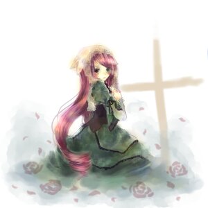 Rating: Safe Score: 0 Tags: 1girl bad_id bad_pixiv_id blush cross dress flower green_dress green_eyes grey_eyes hat heterochromia image lisa_no0 long_hair long_sleeves looking_at_viewer looking_back own_hands_clasped own_hands_together petals purple_hair red_eyes rose rose_petals rozen_maiden sitting solo suiseiseki very_long_hair User: admin