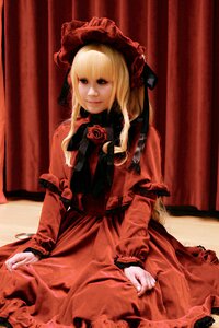 Rating: Safe Score: 0 Tags: 1girl blonde_hair curtains dress frills indoors long_sleeves red_dress shinku sitting solo User: admin