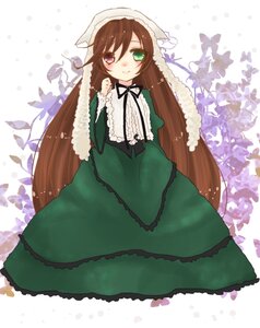 Rating: Safe Score: 0 Tags: 1girl brown_hair dress frills green_dress green_eyes heterochromia image long_hair long_sleeves looking_at_viewer red_eyes smile solo suiseiseki very_long_hair User: admin