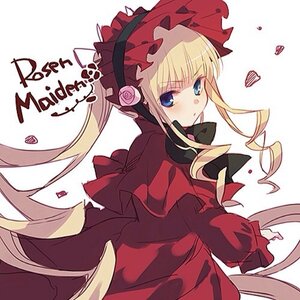 Rating: Safe Score: 0 Tags: 1girl blonde_hair blue_eyes blush bonnet bow capelet dress flower heart image long_hair long_sleeves looking_at_viewer looking_back red_dress rose shinku simple_background solo twintails very_long_hair white_background User: admin