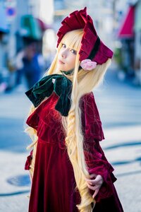 Rating: Safe Score: 0 Tags: 1girl 3d blonde_hair blue_eyes blurry blurry_background blurry_foreground bonnet depth_of_field dress long_hair looking_at_viewer outdoors photo photo_background red_dress shinku solo User: admin