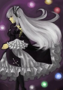 Rating: Safe Score: 0 Tags: 1girl dress frilled_sleeves frills full_moon hairband image long_hair long_sleeves moon pink_eyes profile silver_hair solo suigintou very_long_hair User: admin