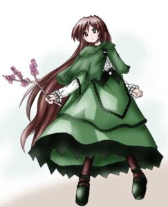 Rating: Safe Score: 0 Tags: 1girl brown_hair capelet dress frills full_body green_dress green_eyes heterochromia image long_hair long_sleeves looking_at_viewer pantyhose red_eyes shoes solo standing suiseiseki very_long_hair white_background User: admin