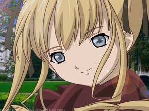 Rating: Safe Score: 0 Tags: 1girl 86800 bangs blonde_hair blue_eyes blush bush close-up closed_mouth day face forest grass hair_ribbon image light_smile long_hair looking_at_viewer nature outdoors portrait ribbon shinku sidelocks sky smile solo tree twintails User: admin