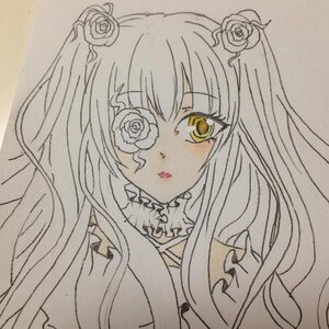 Rating: Safe Score: 0 Tags: 1girl eyepatch flower frills hair_flower hair_ornament image kirakishou long_hair monochrome rose solo traditional_media upper_body yellow_eyes User: admin