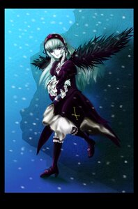 Rating: Safe Score: 0 Tags: 1girl auto_tagged black_border black_wings boots dress frills hairband image letterboxed long_hair long_sleeves looking_at_viewer pillarboxed puffy_sleeves silver_hair snow snowing solo suigintou wings User: admin