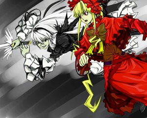 Rating: Safe Score: 0 Tags: 2girls blonde_hair bow dress frills image long_hair multiple_girls pair red_dress red_eyes shinku suigintou weapon wings User: admin