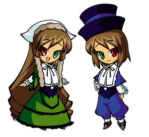 Rating: Safe Score: 0 Tags: 2girls :d blue_dress brown_hair chibi collar dress frills full_body green_dress green_eyes hat head_scarf heterochromia image long_hair long_sleeves looking_at_viewer multiple_girls open_mouth pair red_eyes short_hair siblings simple_background sisters smile souseiseki standing suiseiseki top_hat twins very_long_hair watering_can white_background User: admin