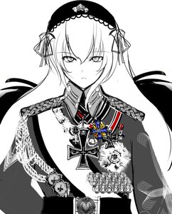 Rating: Safe Score: 0 Tags: 1girl blush closed_mouth hairband image long_hair looking_at_viewer monochrome ribbon solo suigintou upper_body white_background User: admin