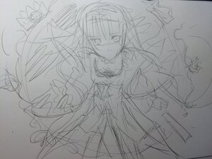 Rating: Safe Score: 0 Tags: 1girl akemi_homura black_hair choker dress gloves greyscale image kaname_madoka long_hair looking_at_viewer monochrome simple_background sketch solo suigintou traditional_media white_background User: admin