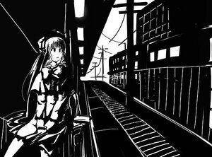 Rating: Safe Score: 0 Tags: 1girl building greyscale image long_hair monochrome shinku solo standing twintails User: admin