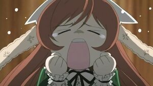 Rating: Safe Score: 0 Tags: 1girl >_< brown_hair closed_eyes dress fangs image long_hair long_sleeves open_mouth smile solo suiseiseki User: admin