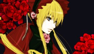 Rating: Safe Score: 0 Tags: 1girl blonde_hair blue_eyes bonnet bow bowtie flower image long_hair looking_at_viewer pink_flower pink_rose portrait red_capelet red_flower red_rose rose shinku simple_background solo User: admin