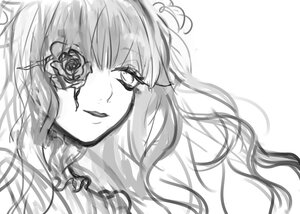 Rating: Safe Score: 0 Tags: 1girl auto_tagged eyelashes flower greyscale image kirakishou long_hair looking_at_viewer monochrome rose smile solo striped User: admin