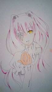 Rating: Safe Score: 0 Tags: 1girl bangs frilled_sleeves frills image kirakishou long_hair long_sleeves looking_at_viewer parted_lips photo pink_hair simple_background solo traditional_media ultimate_madoka upper_body watercolor_(medium) wide_sleeves yellow_eyes User: admin