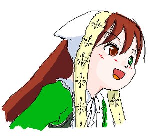 Rating: Safe Score: 0 Tags: 1girl :d bangs blush brown_hair dress green_dress green_eyes head_scarf heterochromia image long_hair open_mouth red_eyes simple_background solo suiseiseki upper_body white_background User: admin