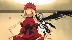 Rating: Safe Score: 0 Tags: 2girls black_wings blonde_hair bow dress frills hairband image long_hair long_sleeves multiple_girls pair ribbon rose shinku silver_hair suigintou twintails very_long_hair wings User: admin