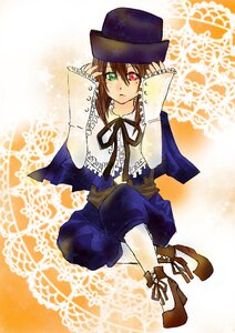 Rating: Safe Score: 0 Tags: 1girl boots brown_footwear brown_hair full_body green_eyes hat heterochromia image long_sleeves looking_at_viewer pants red_eyes ribbon solo souseiseki suiseiseki User: admin