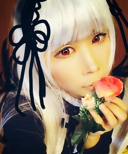 Rating: Safe Score: 0 Tags: 1girl albino bangs blunt_bangs closed_mouth dress flower lips long_hair looking_at_viewer red_eyes ribbon rose solo suigintou white_hair User: admin