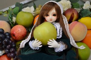 Rating: Safe Score: 0 Tags: 1girl apple bangs black_eyes blueberry blurry brown_hair cherry depth_of_field doll dress flower food fruit grapes holding_food holding_fruit long_hair long_sleeves looking_at_viewer orange peach solo strawberry suiseiseki tomato User: admin