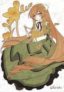 Rating: Safe Score: 0 Tags: 1girl black_ribbon brown_hair dress drill_hair flower frills green_dress green_eyes hairband head_scarf heterochromia highres image long_hair long_sleeves looking_at_viewer ribbon room603 rozen_maiden solo suiseiseki twintails very_long_hair watering_can User: admin